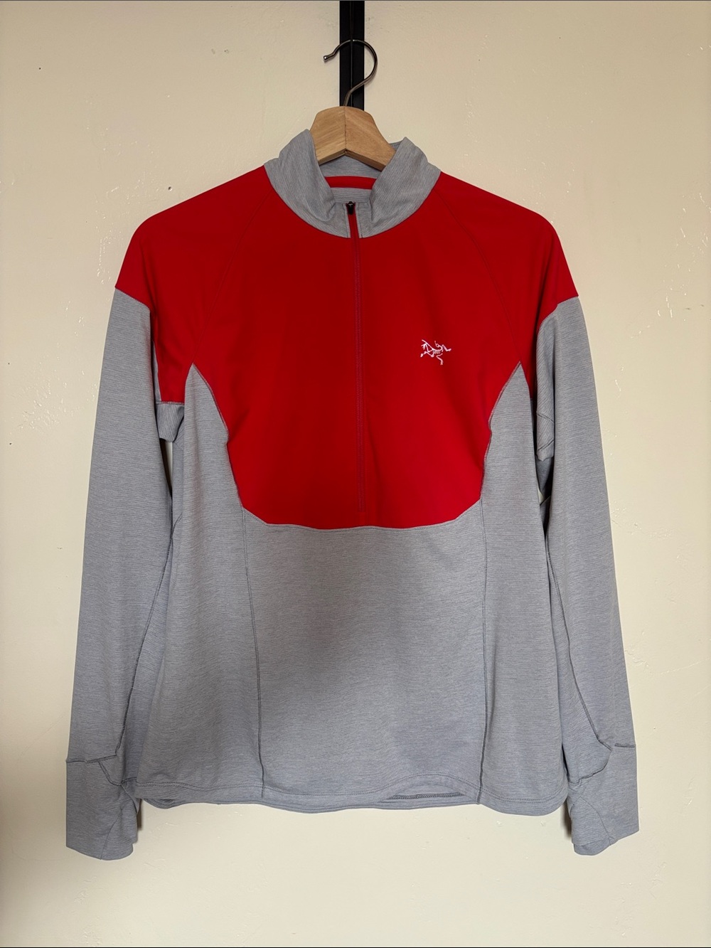 Arc'teryx Red and Light Gray Half-Zip Pullover